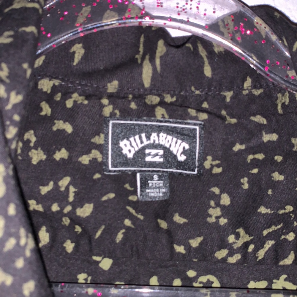 Billabong black speckled green lightweight organic cotton button Down shirt - Picture 6 of 7